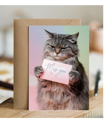 Miss You with Cat with a Letter