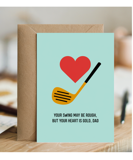 Happy Birthday Card Your Heart is Gold Golf for Dad