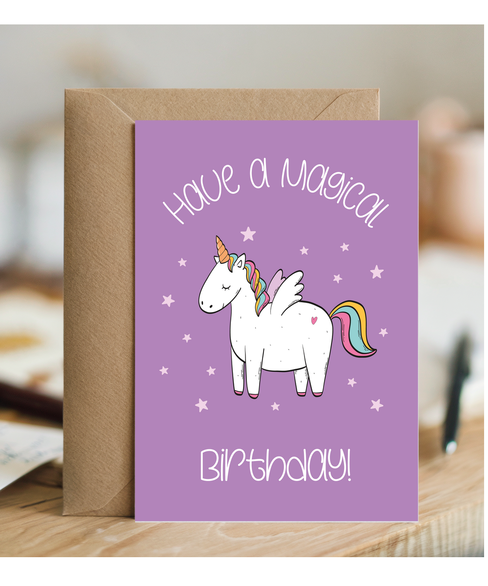 Childrens Unicorn Birthday Card Have a Magical Birthday