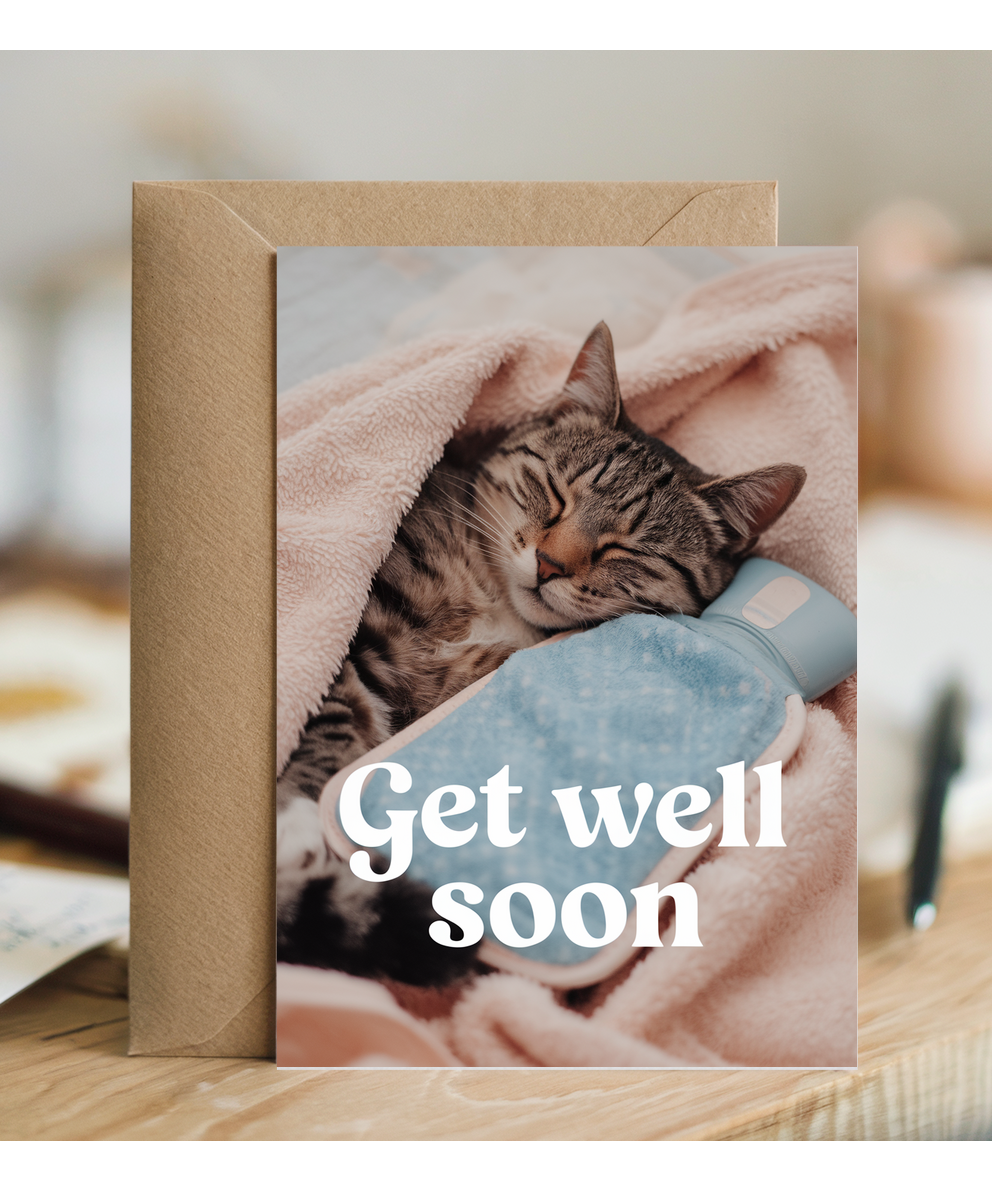 Get Well Soon with Cat with a Hot Water Bottle