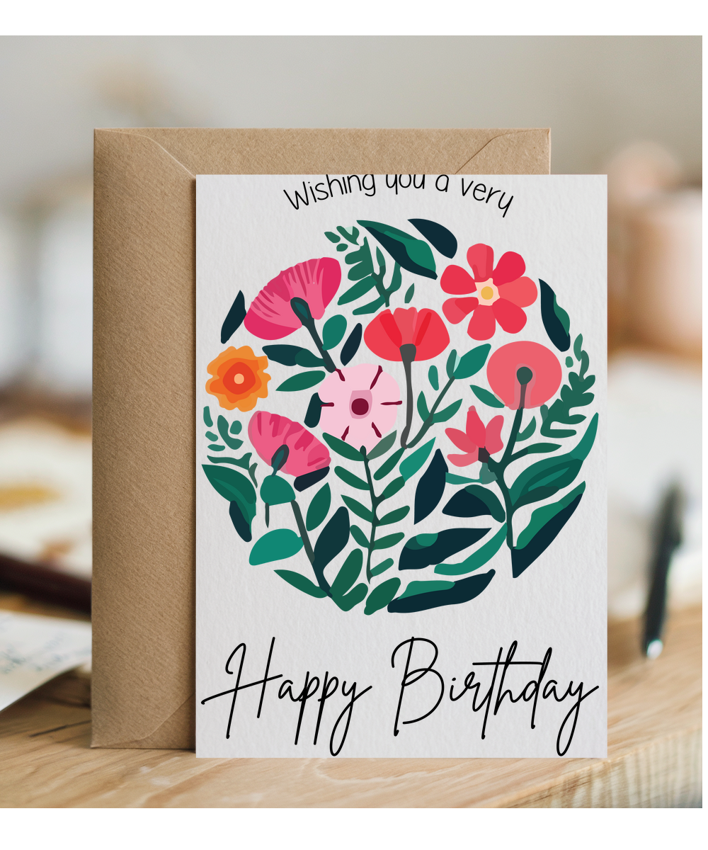 floral circle wishing you a very happy birthday