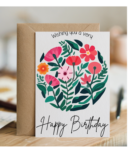 floral circle wishing you a very happy birthday