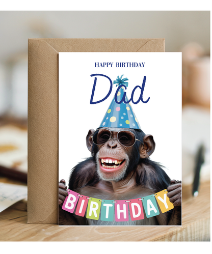 Chimpanzee happy birthday Dad