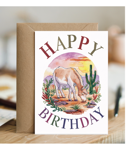 Happy Birthday cute burro watercolour