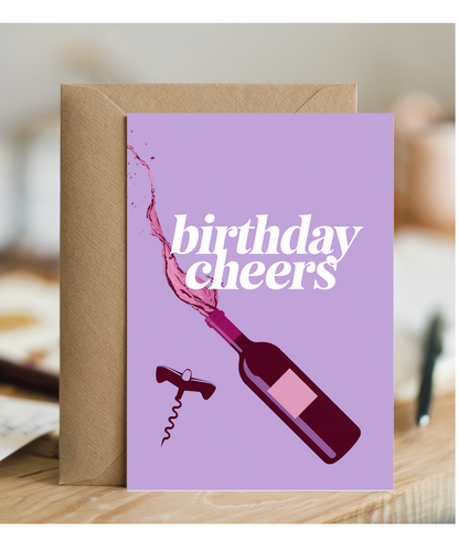 Birthday Cheers Card for her red wine