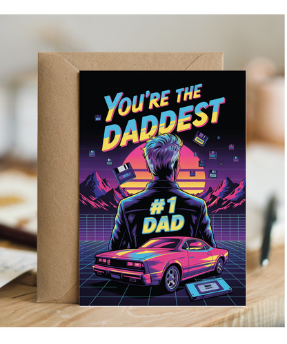 Happy Fathers Day Card Retro Style Youre the Daddest Number One Dad