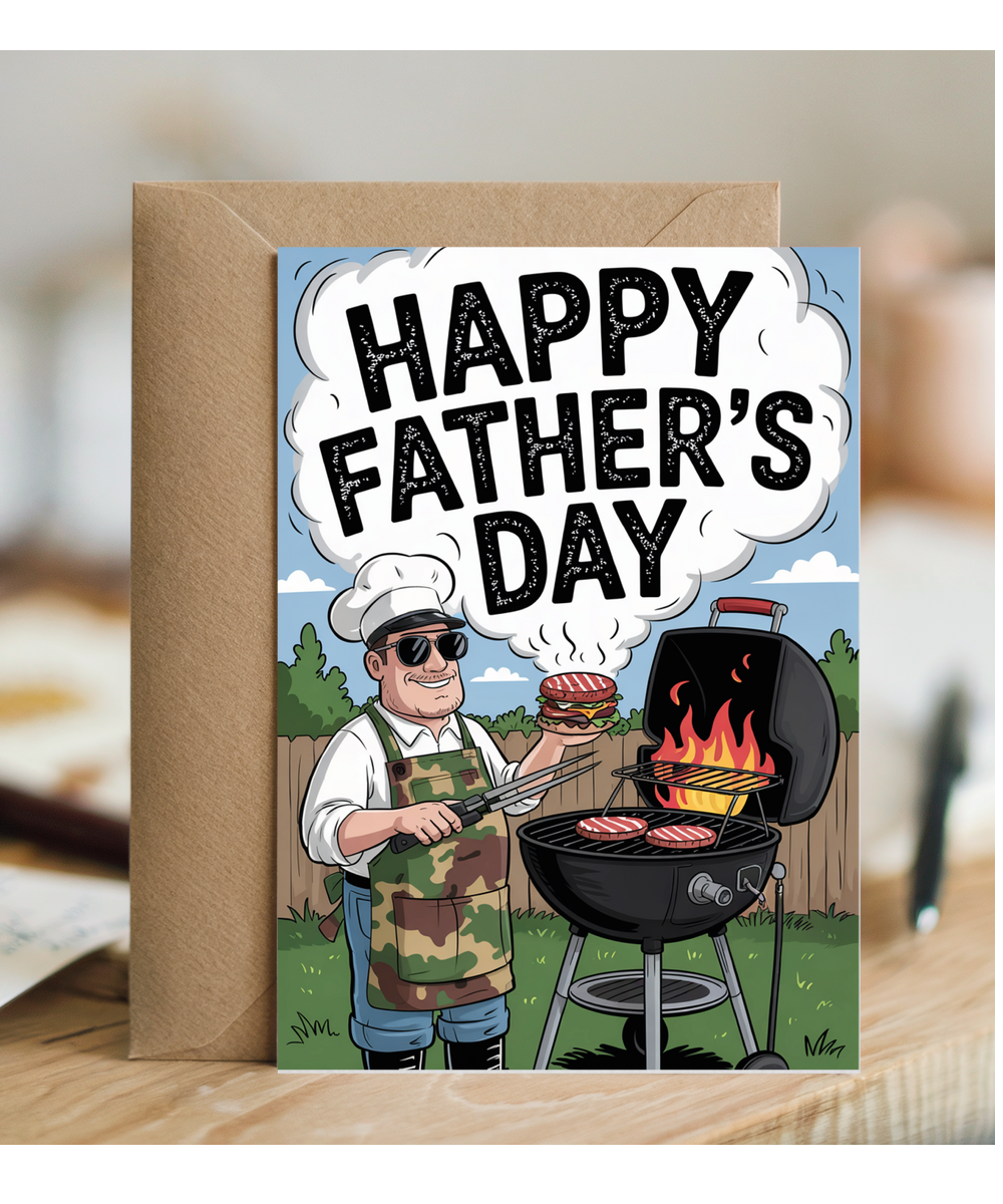 Happy Fathers Day Card Cool Dad on the BBQ