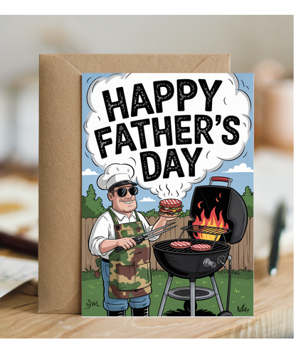 Happy Fathers Day Card Cool Dad on the BBQ