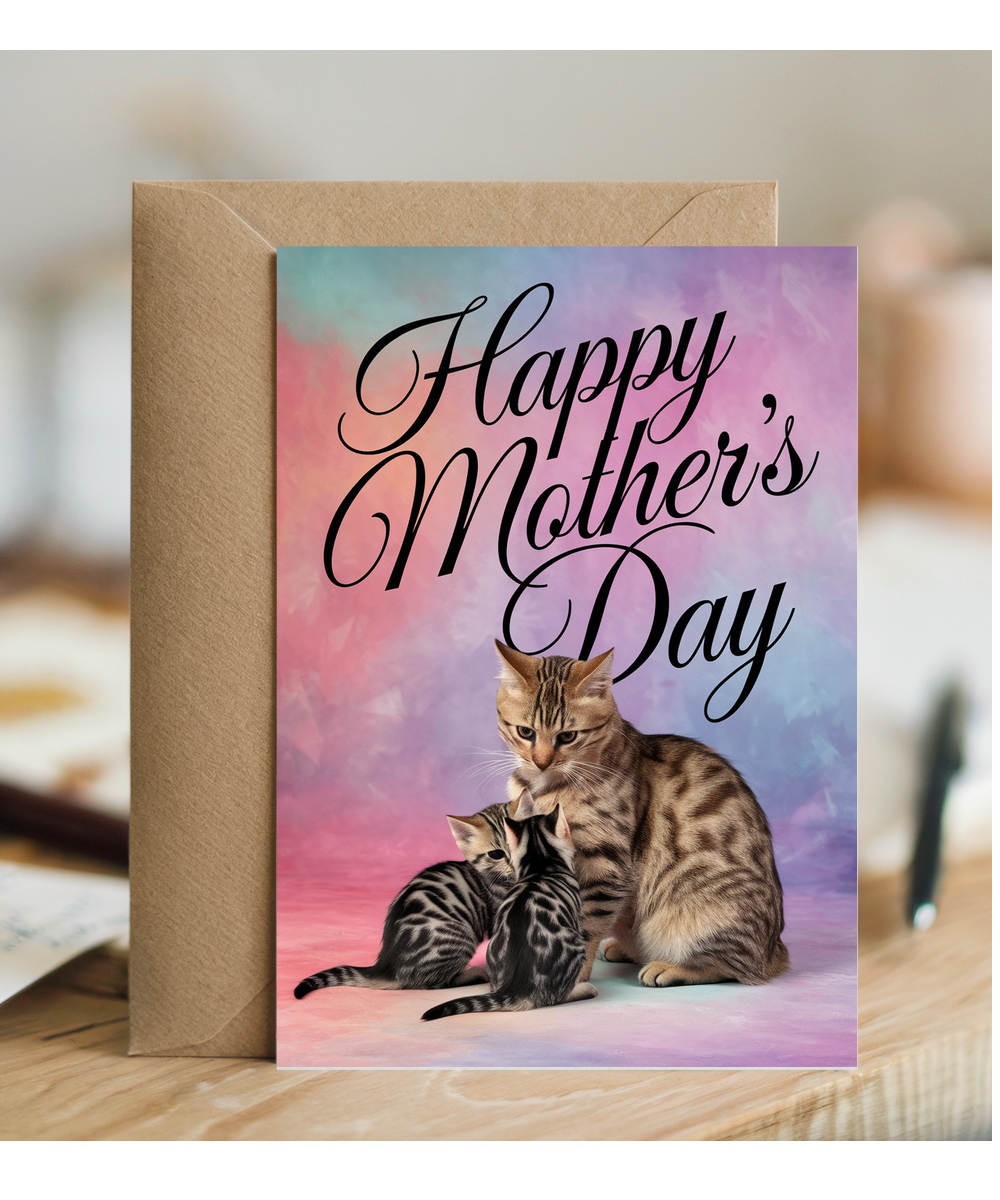 Happy Mother's Day with Cat and Kittens