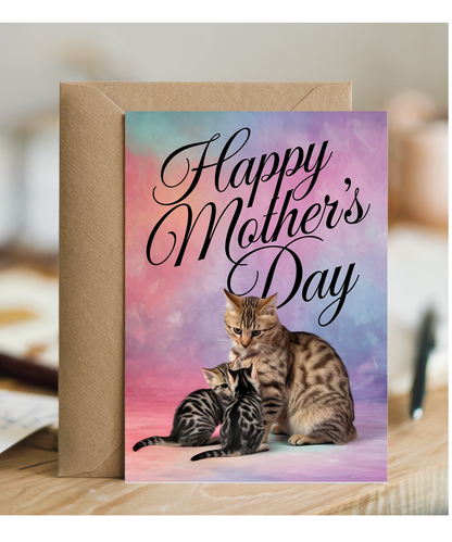 Happy Mother's Day with Cat and Kittens