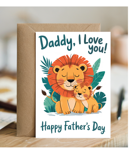 father's day card daddy lion and cub