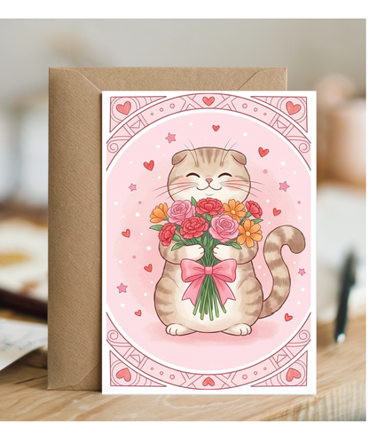 British fold cat flowers valentine's day Happy Birthday Happy Mother's day
