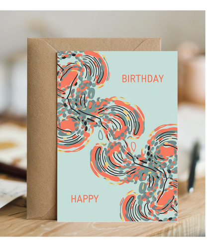 Happy Birthday Card for her pastel light blue