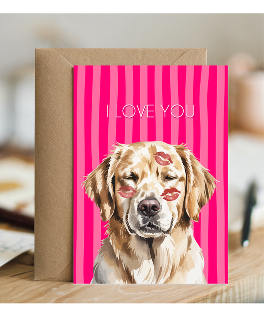 Valentines golden retriever i love you