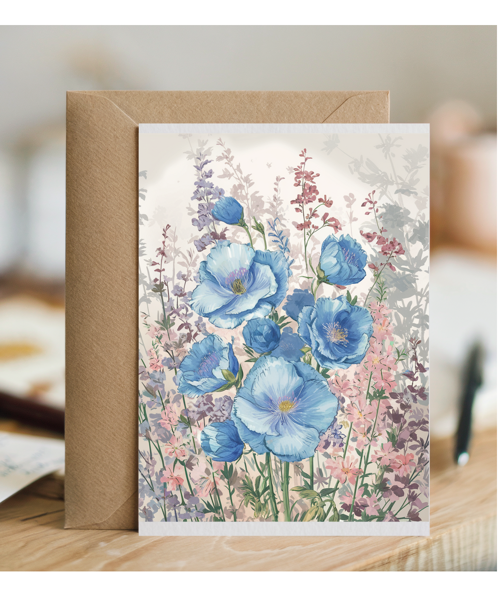 Garden with blue flowers