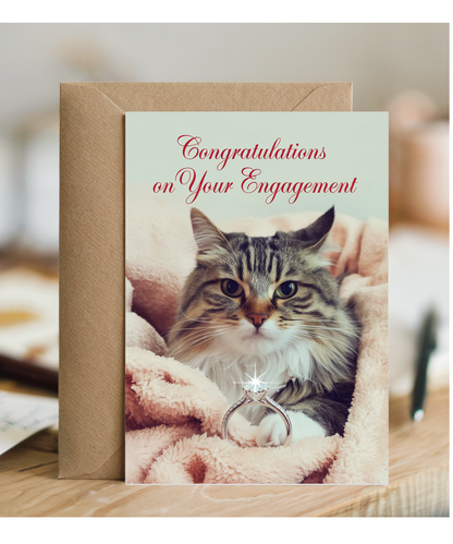 Congratulations on Your Engagement with Cat with a Ring