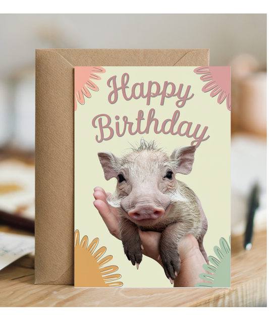 Birthday card warthog miniture cute funny