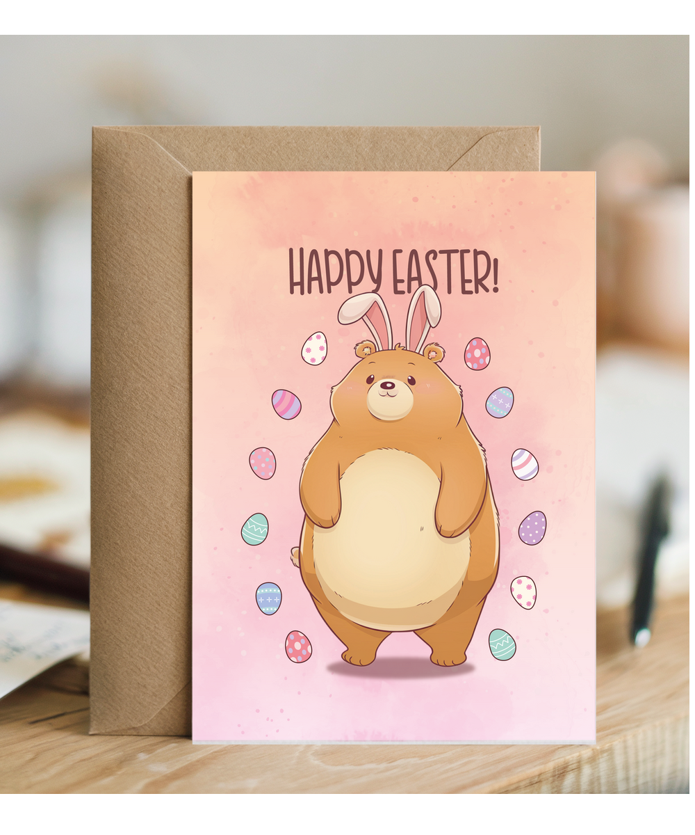 Happy Easter Cute Bear Bunny