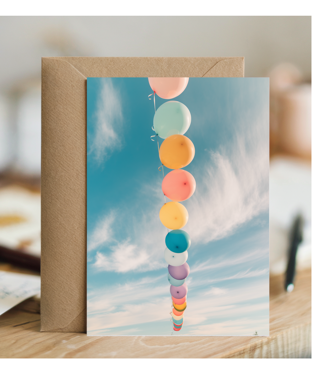Rainbow Balloons Floating in the Sky