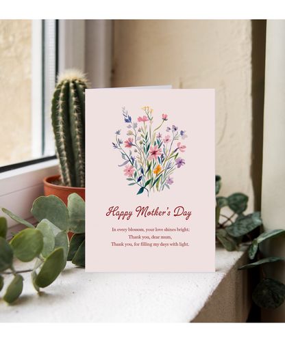 Mothers Day Card flowers from daughter son for mum