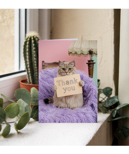 Thank You - Cat with a Thank-You Note