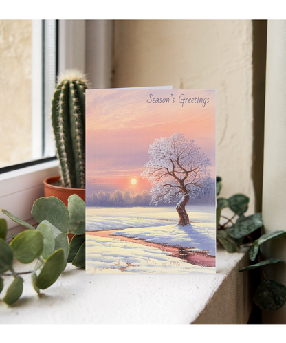 Christmas Card Seasons Greetings Winter Wonderland Watercolour Landscape