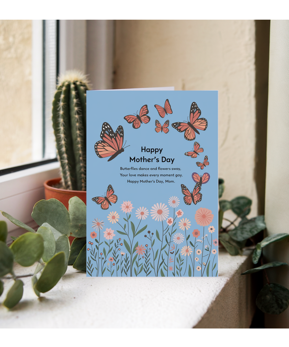 Mother's Day Card Butterflies dance Traditional poem