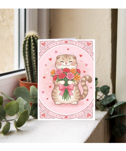 British fold cat flowers valentine's day Happy Birthday Happy Mother's day