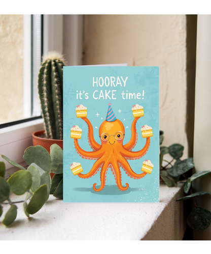 Birthday Hooray its cake time octopus