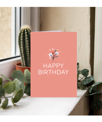Happy Birthday Card minimalist flower bouquet