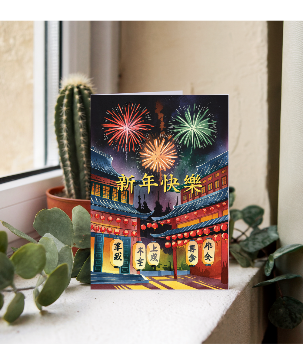 Cantonese Chinese New Year with Fireworks Display