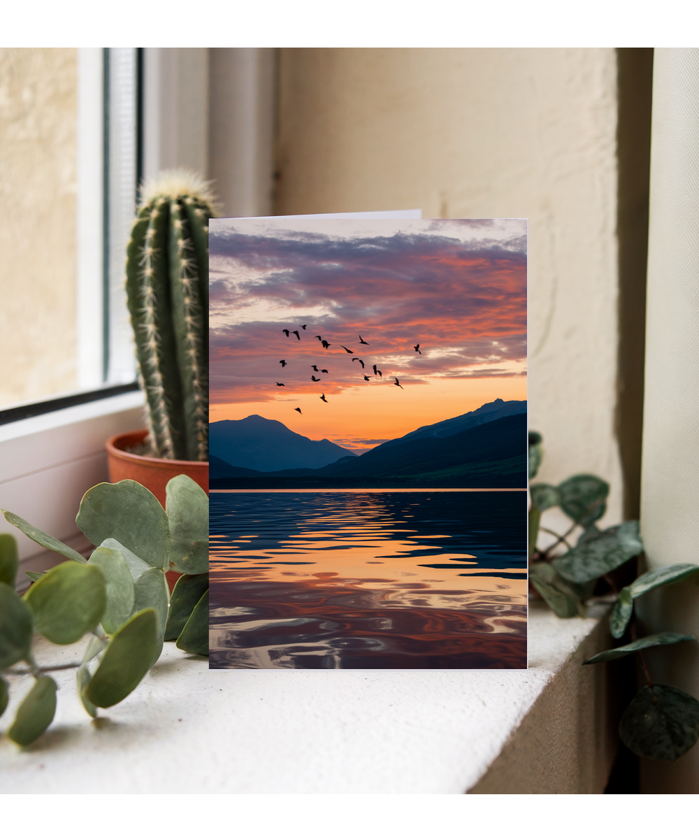 Sunset over a calm lake