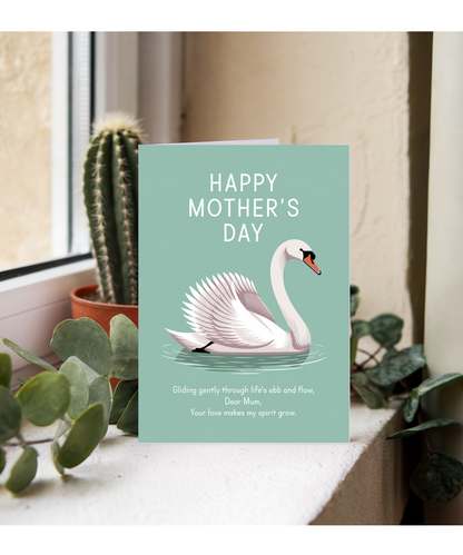 Mothers Day Card Swan Dear Mum Traditional poem