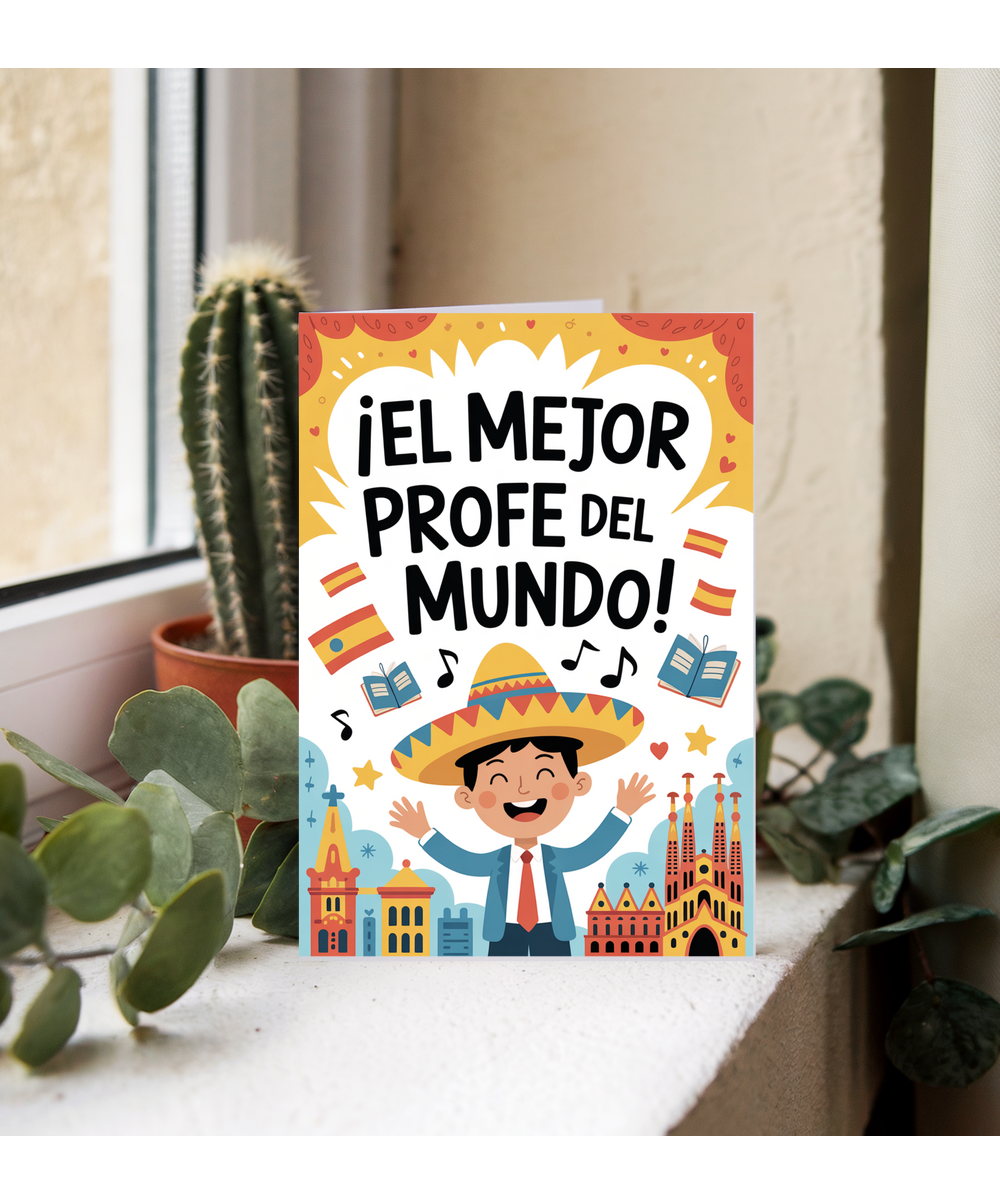 Thank you Card for Spanish Teacher El Mejor Profe del Mundo