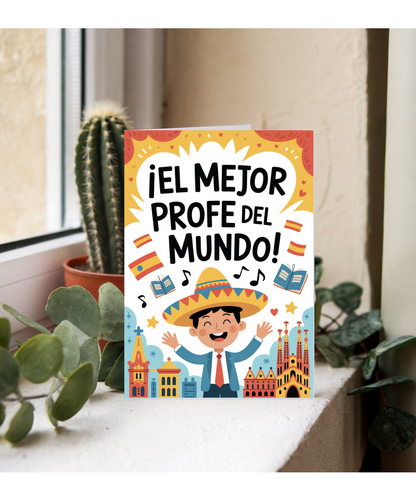 Thank you Card for Spanish Teacher El Mejor Profe del Mundo