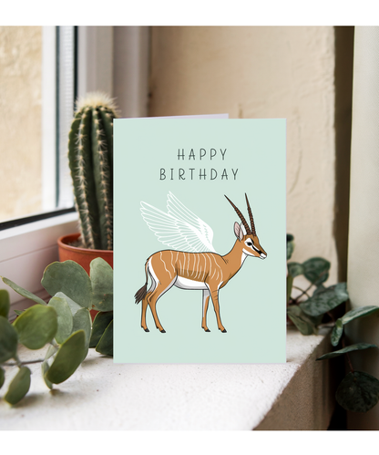 Birthday card antelope With Wings