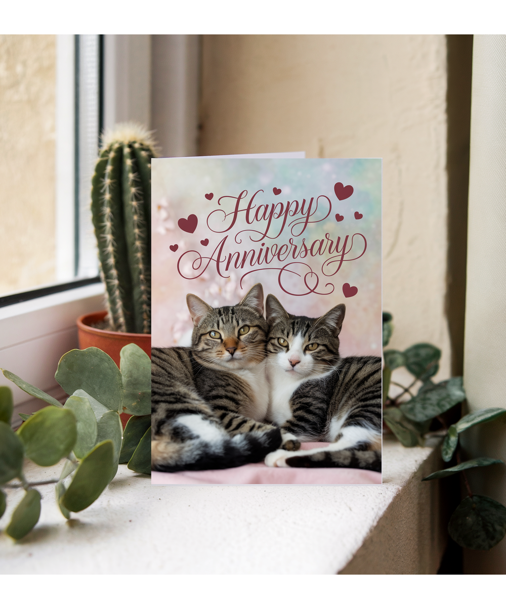 Happy Anniversary with Loveable Cat Couple