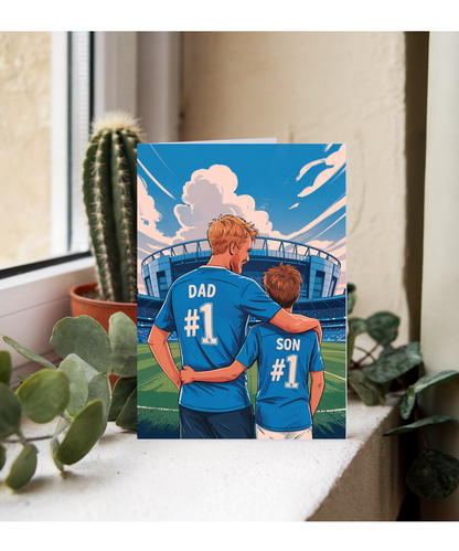 football light blue number one dad and son