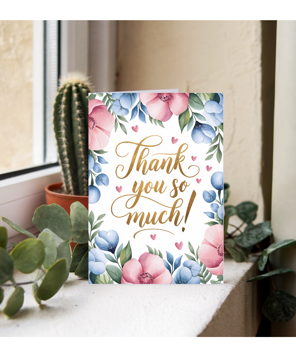Thank You So Much Card floral Roses design