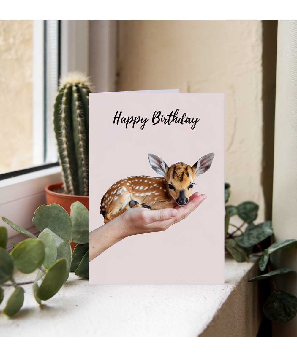 Birthday card Miniture fawn cute funny