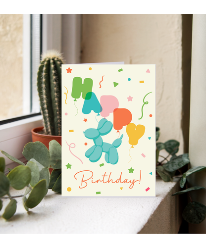 Happy Birthday card balloon dog