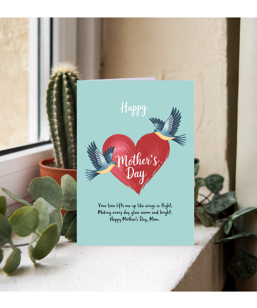 Happy Mother's Day Card Graceful Birds poem Traditional