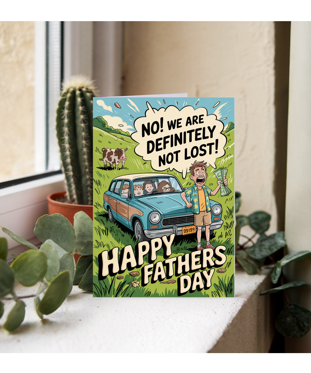 Hilarious Fathers Day Card Dads When Getting Lost on a Family Road Trip