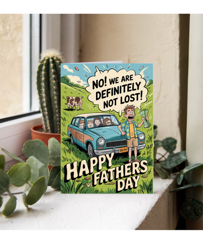 Hilarious Fathers Day Card Dads When Getting Lost on a Family Road Trip