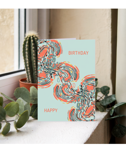 Happy Birthday Card for her pastel light blue