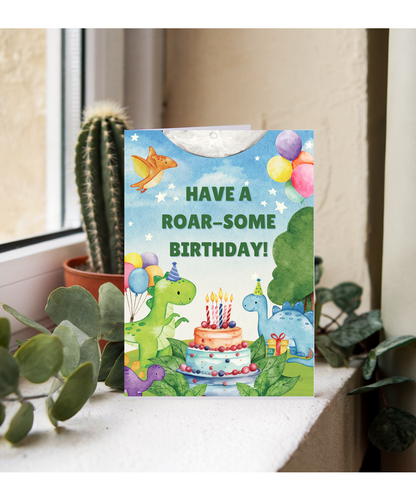 Happy Birthday card Dinosaur celebration