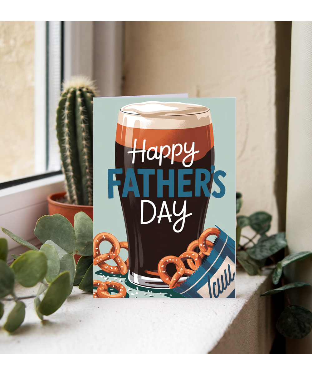 Father's Day card Beer and Pretzels