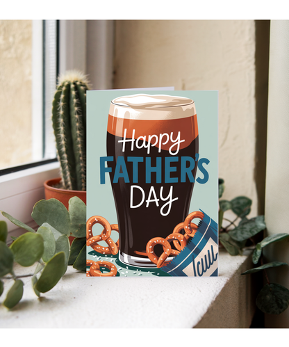 Father's Day card Beer and Pretzels
