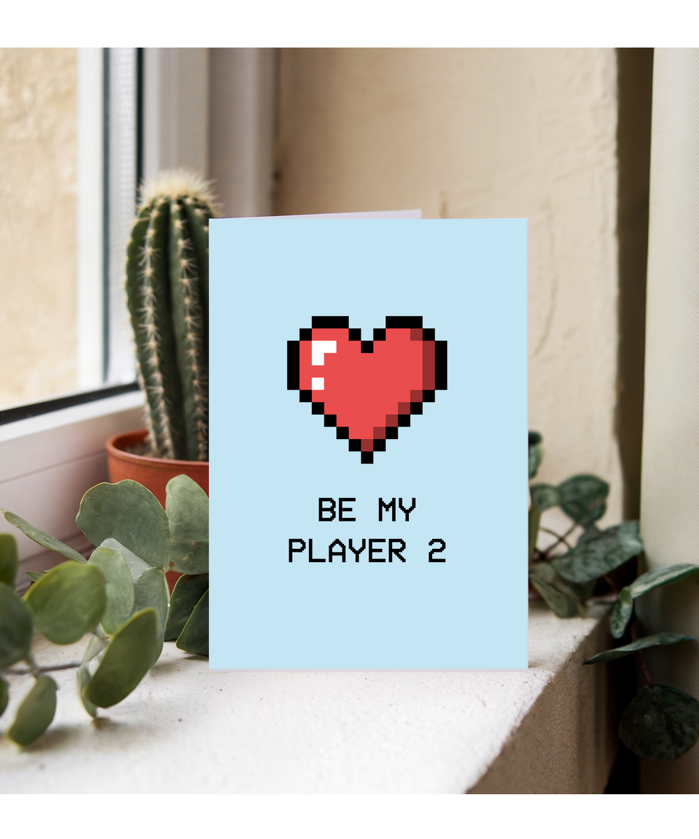 Valentines Card for Gamer Girlfriend Boyfriend Be My Player 2