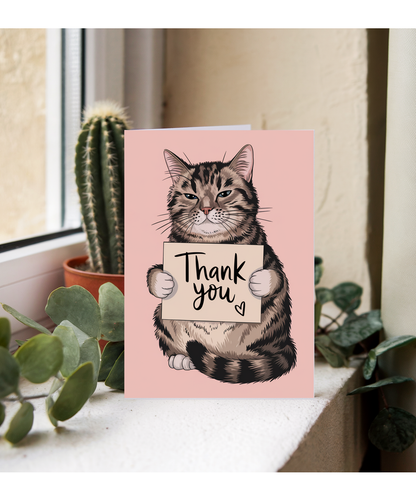Thank You - Cat with a Thank-You Card